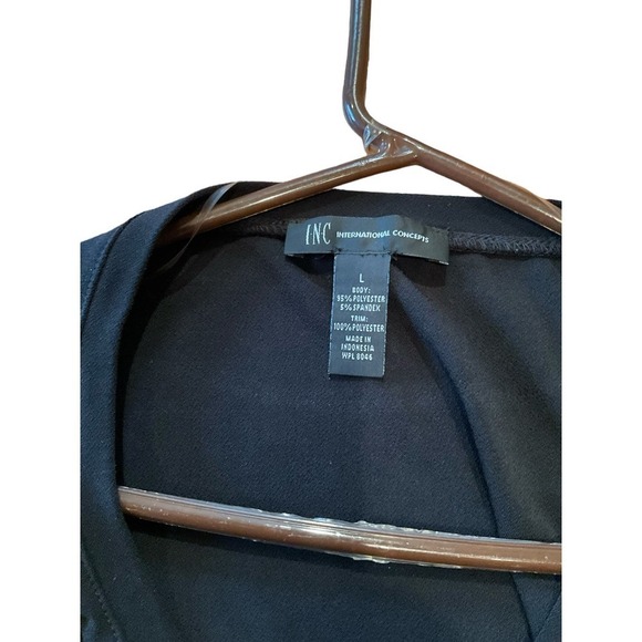 INC Blouse Top Women's Size L Black Long Sleeve Layered-Look Polyester Stretch - Picture 5 of 5